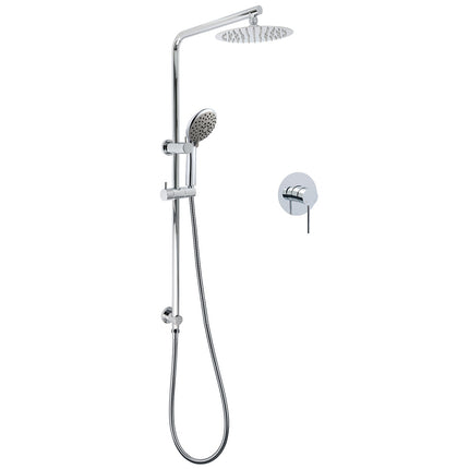 WELS Chrome Dual 8" Slim Rain Shower 5 Modes Rose Mixer Valve Sliding Rail Set + Mixer.