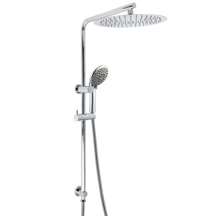 Chrome Dual Shower 12" Slim Rain Head 5 Modes Handheld Sliding Rail Inbuilt Diverter.