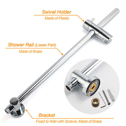Chrome Dual Shower 12" Slim Rain Head 5 Modes Handheld Sliding Rail Inbuilt Diverter + Twin Taps.