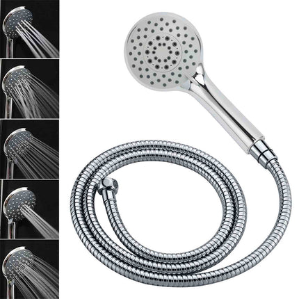 Chrome Dual Shower 12" Slim Rain Head 5 Modes Handheld Sliding Rail Inbuilt Diverter + Twin Taps.