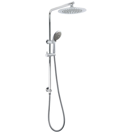 WELS Chrome Round 9" Rain Shower Head 5 Modes Massage Handheld Sliding Rail Set.