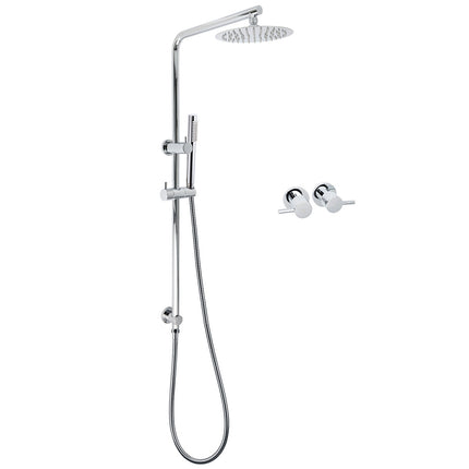 WELS Bathroom Round 8" Rain Shower Head Single Mode Brass Handheld Spray Rail Arm Set Twin Taps.