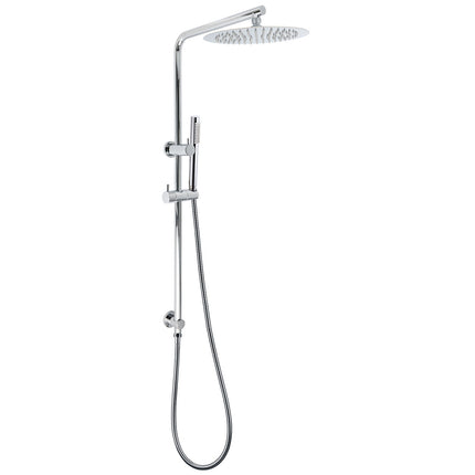 WELS 2 In 1 Shower Head Set Sliding Rail 3 Mode Handheld Arm 10" Round Chrome.