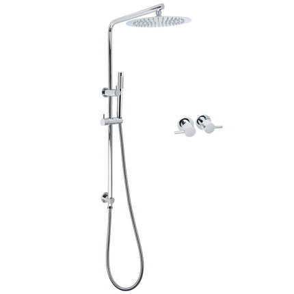 WELS 2 In 1 Shower Head Set Sliding Rail 3 Mode Handheld Arm 10" Round Chrome Taps.