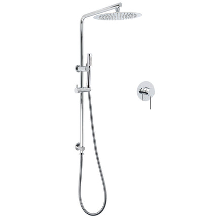 WELS 2 In 1 Shower Head Set Sliding Rail 3 Mode Handheld Arm 10" Round Chrome Mixer.