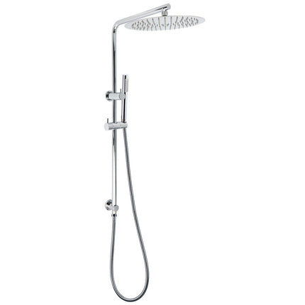 12" Rainfall + Brass Handheld Twin Shower Heads Rail Diverter Arm Round Set.