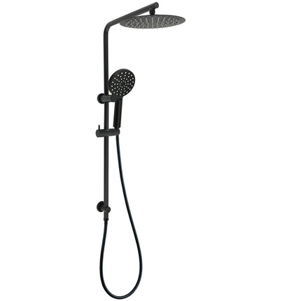 Matt Black 10" Shower Rain Head Handheld Silde Wall Arm Rail Dual Bath Set.
