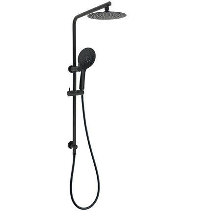 Matt Black Round 8" Shower Head Sliding Rail Arm 3 Modes Handheld Arm Dual Combo.