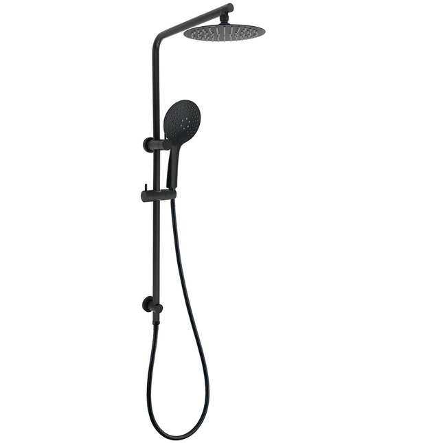Matt Black Round 8" Shower Head Sliding Rail Arm 3 Modes Handheld Arm Dual Combo.