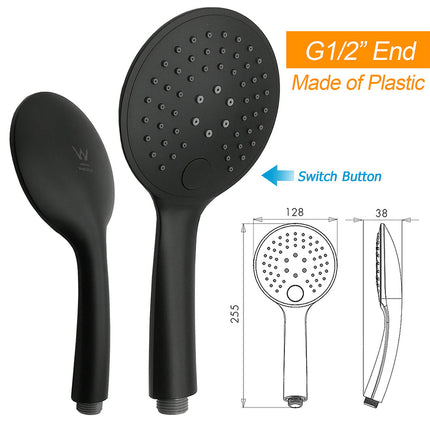 Matt Black Round 8" Shower Head Sliding Rail Arm 3 Modes Handheld Arm Dual Combo.