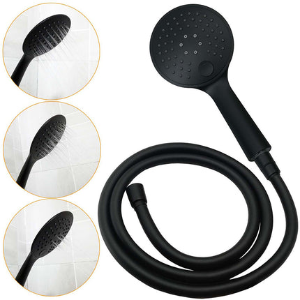 Matt Black Round 8" Shower Head Sliding Rail Arm 3 Modes Handheld Arm Dual Set + Taps.