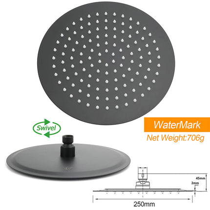 Matt Black Twin 10 Inch Shower Head 3 Modes Handheld 2in1 Wall Rail Arm Round Mixer.