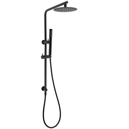 Matt Black Round 8" Rain Shower Head 3 Mode Handheld 2 in 1 Wall Arm Set.