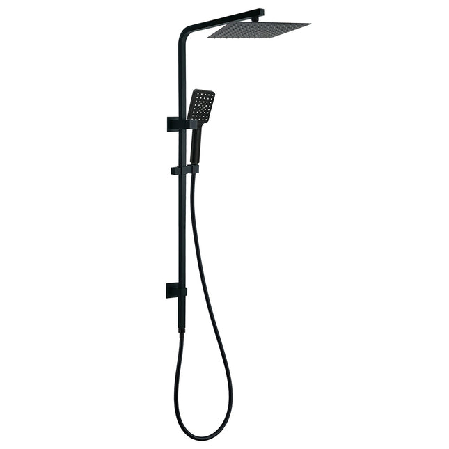 Matt Black Twin Shower Set Square 10" Rain Head 3 Modes Handheld Wall Arm Rail.