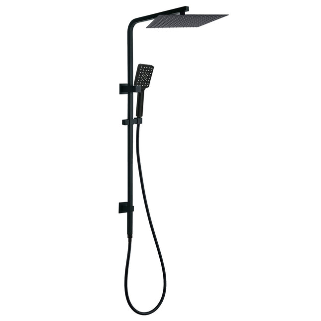Dual Shower Square Large 12" Rainfall Head 3 Modes Handheld Wall Rail Matt Black.