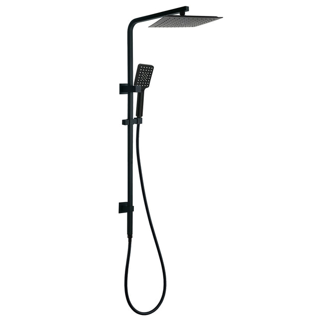 Matt Black Dual Shower Square 10" Rain Head 3 Modes Handheld Silde Rail Arm Set.