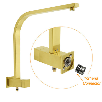 WELS Brushed Gold Square Shower 12" Large Rain Head Handheld Silde Rail Arm 2in1 Set.
