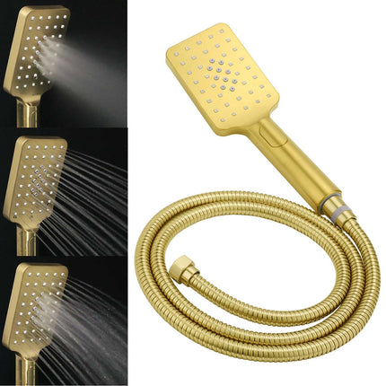 WELS Brushed Gold Square Shower 12" Large Rain Head Handheld Silde Rail Arm 2in1 Set.