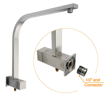 Brushed Nickel Square Twin Shower Set 8" Rain Head 3 Modes Handheld Silding Rail Mixer.