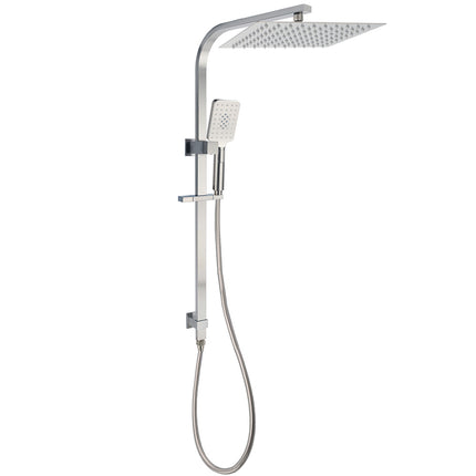 Brushed Nickel Square 2in1 Shower Set Large 12" Rain Head 3 Modes Handheld Silding Rail Arm.