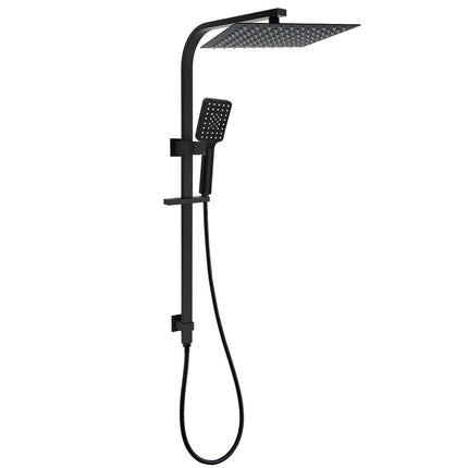 2in1 Shower Set Matt Black 12" Rainfall Head 3 Modes Handheld Silding Rail Combo.
