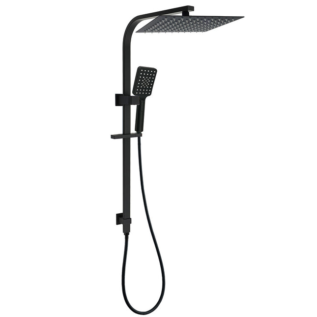 2in1 Shower Set Matt Black 12" Rainfall Head 3 Modes Handheld Silding Rail Combo.