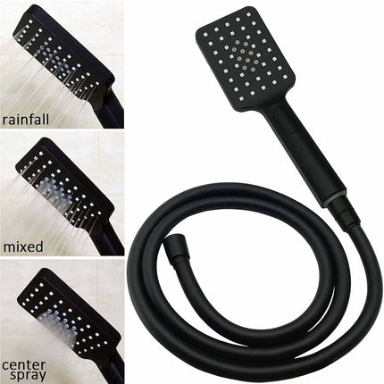 2in1 Shower Set Matt Black 12" Rainfall Head 3 Modes Handheld Silding Rail Combo.