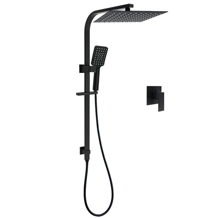 Dual Shower Set Matt Black 12" Rainfall Head 3 Modes Handheld Silding Rail Combo Mixer.