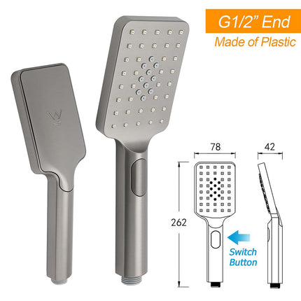 Gun Metal Double Square Shower Head Set 10" Rain Handheld Sliding Rail Diverter.