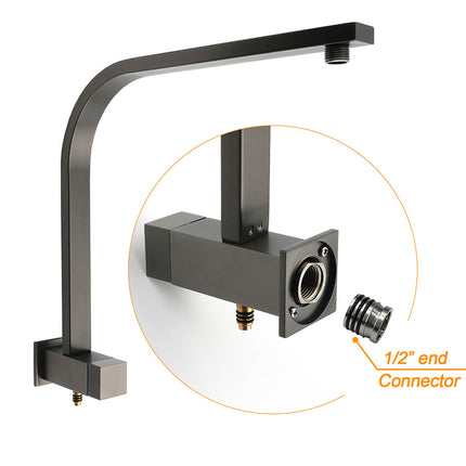 WELS Gun Metal Double Square Shower Head Set 10" Rain Handheld Sliding Rail Diverter Wall Mixer.