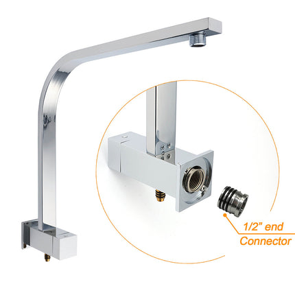 Chrome Twin Square Shower Set 8" Rain Shower Head 3 Function Handheld Rail Arm Taps.