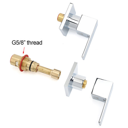 Watermark Chrome Square 1/4 Turn Wall Twin Taps Brass For Shower Head Vanity Basin Spout.