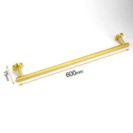 Brushed Gold Stainless Steel 750mm Long Towel Rack Rail Holder Round Hanger Bar.