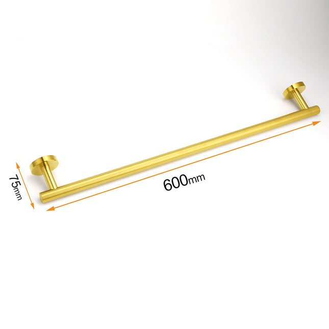 Brushed Gold Stainless Steel 750mm Long Towel Rack Rail Holder Round Hanger Bar.