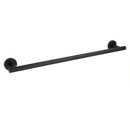 Matt Black 600mm Long Single Towel Rack Rail Holder Stainless Steel Hanger Bar.