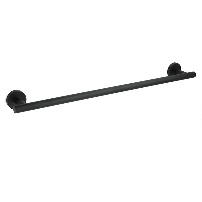 Matt Black 600mm Long Single Towel Rack Rail Holder Stainless Steel Hanger Bar.