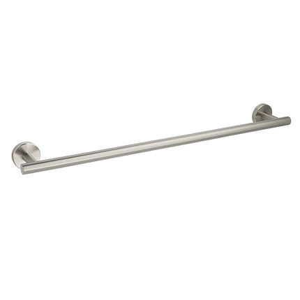 Brushed Nickel 600mm Single Towel Rack Rail Holder Round Hanger Bar Wall Mounted.