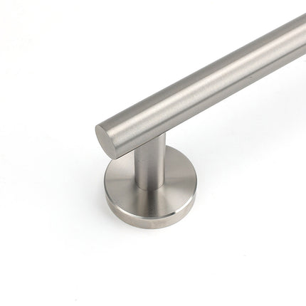 Brushed Nickel 600mm Single Towel Rack Rail Holder Round Hanger Bar Wall Mounted.