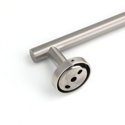 Brushed Nickel 600mm Single Towel Rack Rail Holder Round Hanger Bar Wall Mounted.