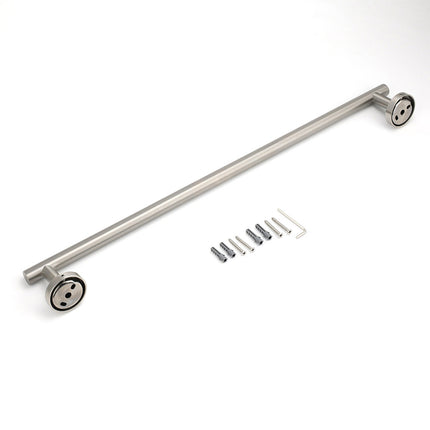 Brushed Nickel 600mm Single Towel Rack Rail Holder Round Hanger Bar Wall Mounted.