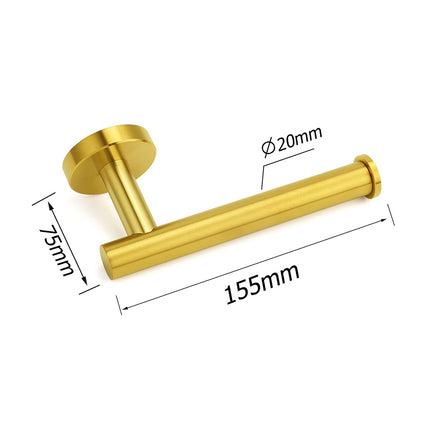 Brushed Gold Round Stainless Steel Toilet Paper Roll Tissue Holder Wall Mounted.
