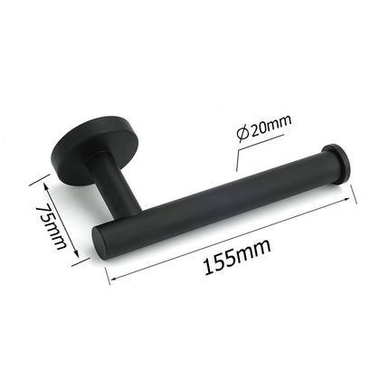 Matt Black Round Stainless Steel Toilet Paper Roll Tissue Holder Bathroom Wall.