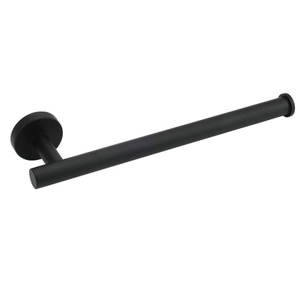 Bathroom Matt Black Round Towel Rack Holder Hook Clothes Hanger Stainless Steel.