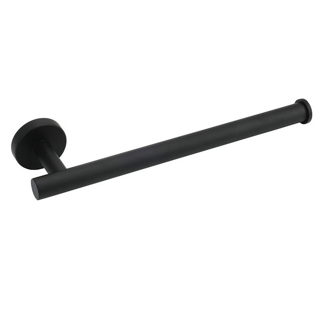 Bathroom Matt Black Round Towel Rack Holder Hook Clothes Hanger Stainless Steel.