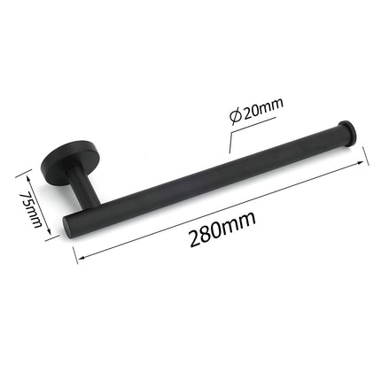 Bathroom Matt Black Round Towel Rack Holder Hook Clothes Hanger Stainless Steel.