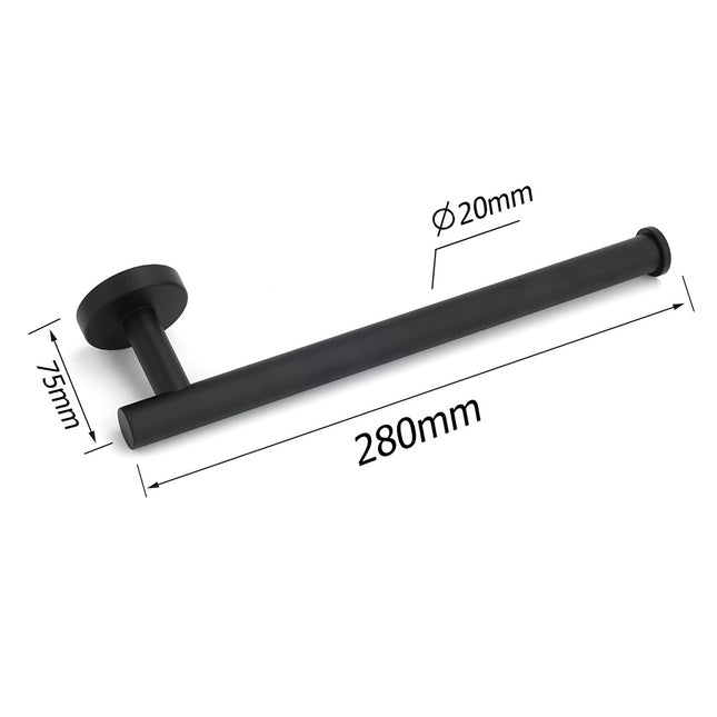 Bathroom Matt Black Round Towel Rack Holder Hook Clothes Hanger Stainless Steel.