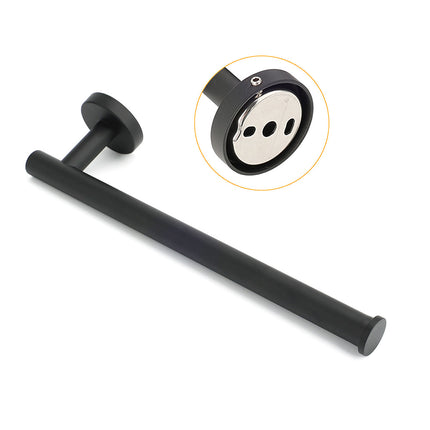Bathroom Matt Black Round Towel Rack Holder Hook Clothes Hanger Stainless Steel.