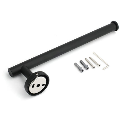Bathroom Matt Black Round Towel Rack Holder Hook Clothes Hanger Stainless Steel.