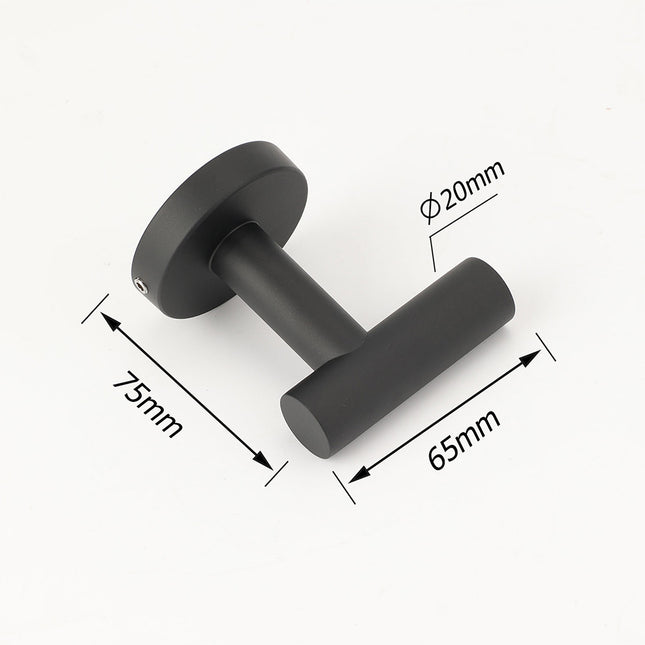 Matt Black Robe Hook Hanger Organizer Bathroom Wall Mounted Kit Stainless Steel.