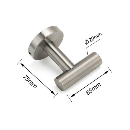 Brushed Nickel Robe Hook Hanger Organizer Bathroom Stainless Steel Accessory Kit.